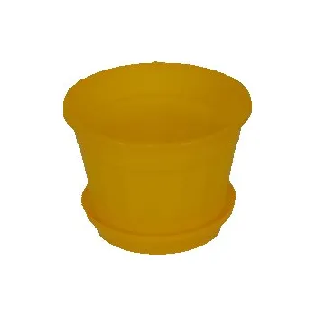 Květináč INJETON PLAST Plastový květináč s miskou 16 cm žlutá