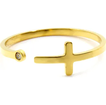 Prsten BRUNOshop.cz Prsten KŘÍŽEK GOLD s kamínkem Velikost: 8 (EU: 56,5 - 58,5)