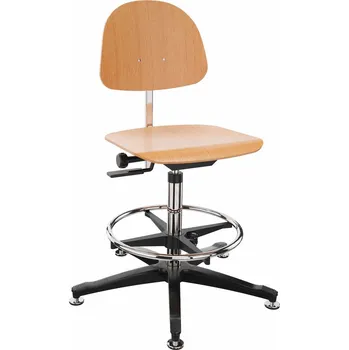 Pracovní židle, provedení buk, s kluzáky, opěrka na nohy