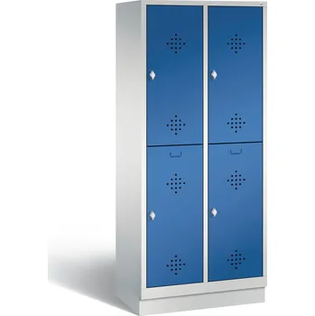 Šatní skříň Šatní skříň typ Cabo, s podstavcem, 4 oddíly, š 810, h 500, v 1800 mm, šedo-modrá