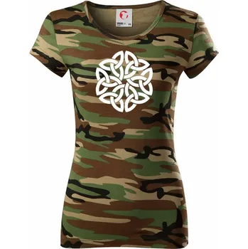 Dámské tričko Keltský ornament - Dámské maskáčové triko - 2XL ( Hnědý maskáč )