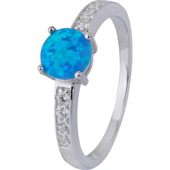 Prsten Bealio BEALIO Stříbrný prsten SOLITÉR modrý OPÁL Velikost prstenu: 59 03-04584-1025