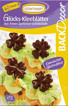 Jedlá dekorace na dort Günthart Čokoládový čtyřlístek 60 ks