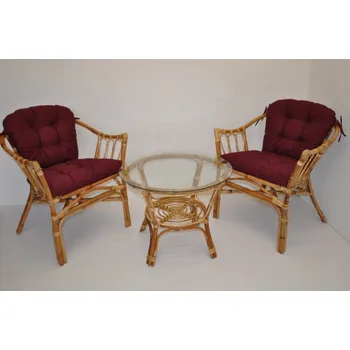 Sedací souprava Axin Trading1 Ratanová sedací souprava Subaliu - polstry vínový kepr