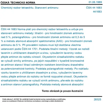 ČSN 44 1683 - Chemický rozbor tetraedritu. Stanovení antimonu - Tisk