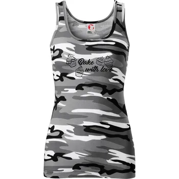 Dámské tričko Bake with love - Dámské Maskáčové tílko - XS ( Šedý maskáč )