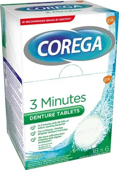 Péče o zubní náhradu Corega Tabs 3 Minutes antibakteriální tablety