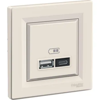 Stavebniny SCHN EPH2700323 Asfora - 2xUSB nabíjecí konektor A+C 2.4A, krémová RP 0,1kč/ks