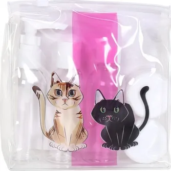 Kosmetická taška Cestovní sada DVĚ KOČKY ALBI (kosmetické lahvičky s kočkou, kočka)