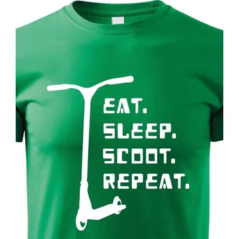 Chlapecké tričko Dětské tričko Eat sleep scoot repeat, Barva Zelená, Velikost 158 cm/12 roků, Canvas Dětské tričko Bezvatriko.cz 0993