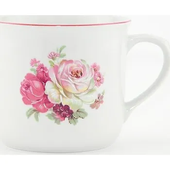 Český porcelán, a.s., Dubí Vařák, hrnek, 0,65 l, růže s růžovou linkou, Český porcelán