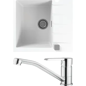 Granitový dřez Set Alveus (dřez Cadit 10 White 11 + baterie Ruta Chrom) SETA22011