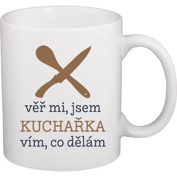 Hrnek malý bílý s potiskem Jsem kuchařka a vím, co dělám