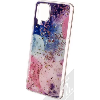 Pouzdro na mobilní telefon 1Mcz Gold Glam Galaxie TPU ochranný kryt pro Samsung Galaxy A12, Galaxy M12 tmavě modrá růžová (dark blue pink)