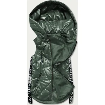 Dámská vesta Zelená dámská vesta s ozdobnými páskami (B8011-10) odstíny zelené XL (42)