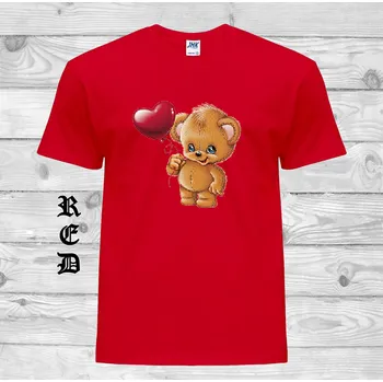 Dívčí tričko detske-levne-bavlnene-tricko-potisk-medvidek-balonek Barva: Red - červená, velikost: 164