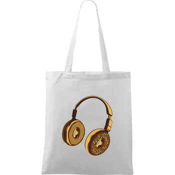 Headphone Donut - Taška bavlněná - 42 x 38 cm ( Bílá )