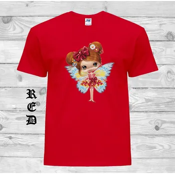 Dívčí tričko detske-levne-bavlnene-tricko-potisk-vila Barva: Red - červená, velikost: 152