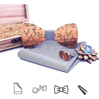 Motýlek SET Dřevěný motýlek větvičky stříbrný Šedá