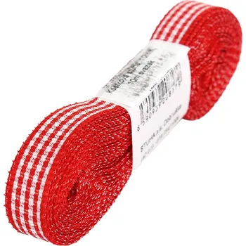 Stuha Kostková stuha 10mm - 10m svazek Kostková stuha 10mm: 006 Červená
