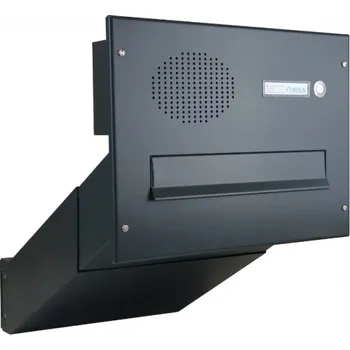 Poštovní schránka 1x poštovní schránka D-042 k zazdění do sloupku + čelní deska s 1x zvonkem a HM URMET - lakovaná - RAL 9005 MAT. - ČERNÁ