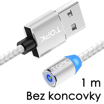 TopK M5 - Magnetický USB kabel - Stříbrný - Bez koncovky - 1 m