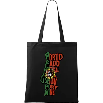 Mapy - názvy měst - Portugalsko - Taška bavlněná - 42 x 38 cm ( Černá )