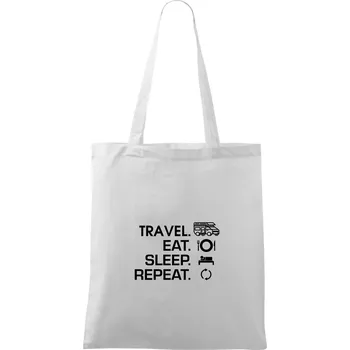 Eat sleep travel - alkovna - Taška bavlněná - 42 x 38 cm ( Bílá )