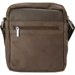 Pánská kožená crossbody s klopou Korna, tmavě hnědá