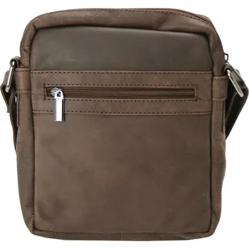 Pánská kožená crossbody s klopou Korna, tmavě hnědá