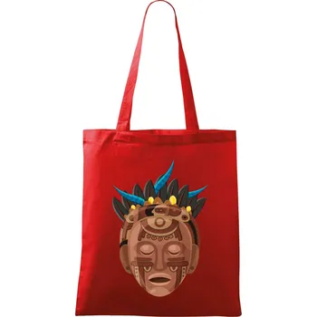 Nákupní taška Mayové maska hnědá - Taška bavlněná - 42 x 38 cm ( Červená )