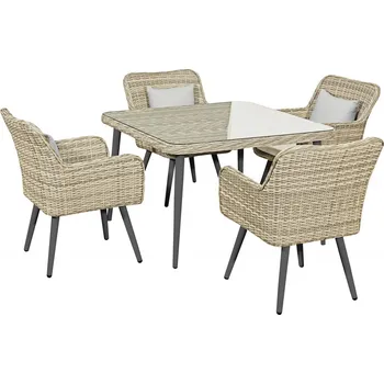 Jídelní set Zahradní jídelní souprava BASSO 4+1 umělý ratan