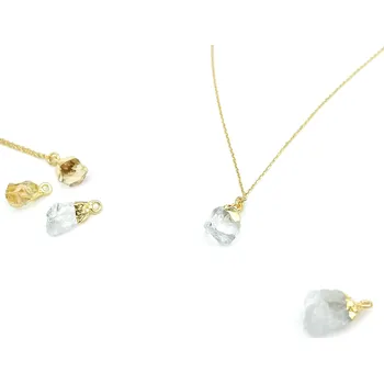 Náhrdelník Pozlacený náhrdelník se surovým Křišťálem Délka řetízku: 46cm, Typ řetízku: Cable ( jednoduchý )