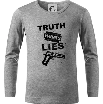 Chlapecké tričko Truth Hurts lies kill - Triko dětské Long Sleeve - 122 cm/6 let ( Tmavě šedý melír )
