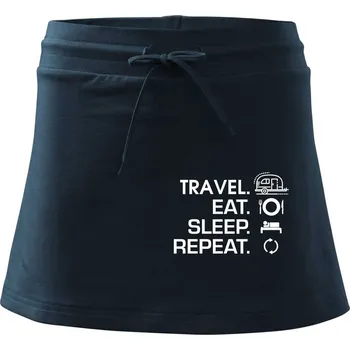 Dámská sukně Eat sleep travel - Malý přívěs - Sportovní sukně - two in one - XS ( Námořní modrá (velmi tmavá - téměř černá) )