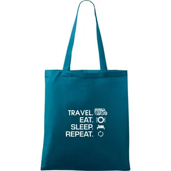Eat sleep travel - alkovna - Taška bavlněná - 42 x 38 cm ( Petrolejová )