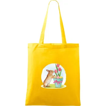 Velikonoční zajíček tulipány - Taška bavlněná - 42 x 38 cm ( Žlutá )