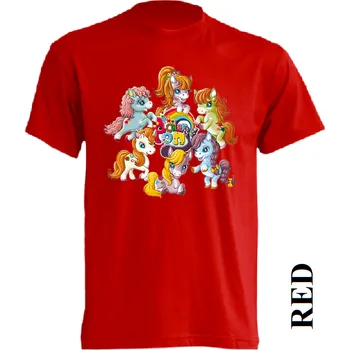 Dětská móda detske-levne-bavlnene-tricko-potisk-ponici Barva: Red - červená, velikost: 128