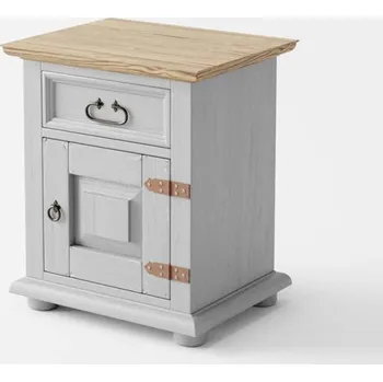 Šatní skříň Noční stolek Hacienda Grey z masivu Barevné provedení: šedá - světle hnědá medová vosk