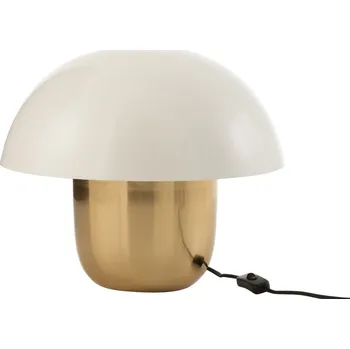 Lampička Bílo zlatá kovová stolní lampa J-line Mushroom S
