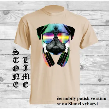 Pánská móda panske-bavlnene_tricko_uv_potisk_DJ_pes Barva: Lime stone - krémová, velikost: XXL