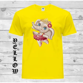 Dívčí tričko detske-levne-bavlnene-tricko-potisk-slon-tanecnice Barva: Yellow - žlutá, velikost: 116