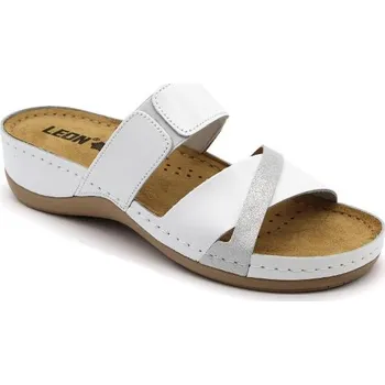 Dámská zdravotní obuv Leon 909 Dámská zdravotní obuv kožená s přezkami - Bílá Velikost: 41