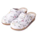 Vlnka 15-000200 Dámské anatomické dřeváky bílé s květy