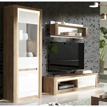 Obývací stěna Obývací stěna LIVINIO | 3 díly | 232,5 cm | sestava A | V CENĚ LED LIŠTY | ribbeck/bílá lesk