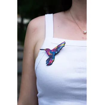 Brož art-wood.cz Dřevěná brož - Kolibřík