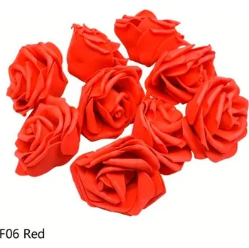 umělá květina 30 ks pěnových velkých (8 cm) květů růží Barva: Červená