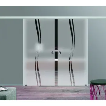 Interiérové dveře Skleněné posuvné dveře dvoukřídlé 155cm BA2A