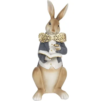 Bytová dekorace Velikonoční dekorační soška králíka s knížkou - 15*13*40 cm