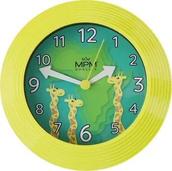 Hodiny MPM Dětské žluté nástěnné hodiny se žirafou E01.2690.41